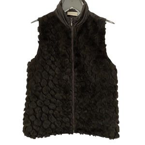 🌵 Chico's Women's Brown Faux Fur Front Zip Closure Vest - Chico's Size 0 (XS/4)
